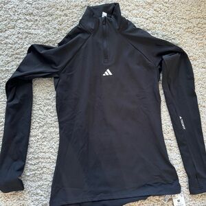 Black Adidas Training Top. 1/4 Zip Long Sleeve. Size Medium.